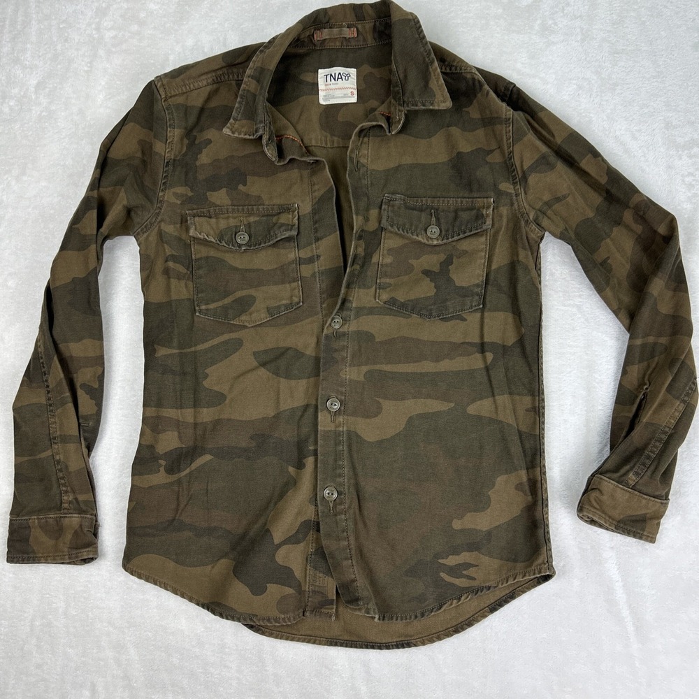 TNA Aritzia Jacket Top Size Small Camo Camoflauge Military Casual Button Front - Picture 1 of 7
